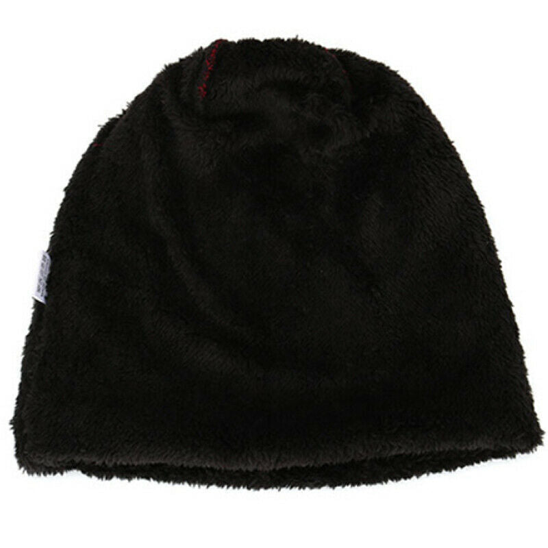 Winter Knitted Hat Men Women Warm Thick Beanie Fleece Ski Cap Outdoor Thermal