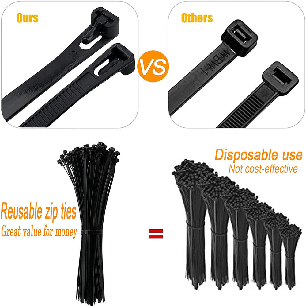 36PCS Cable Ties Zip Nylon Plastic Releasable Reusable Wraps Ratchet Wire