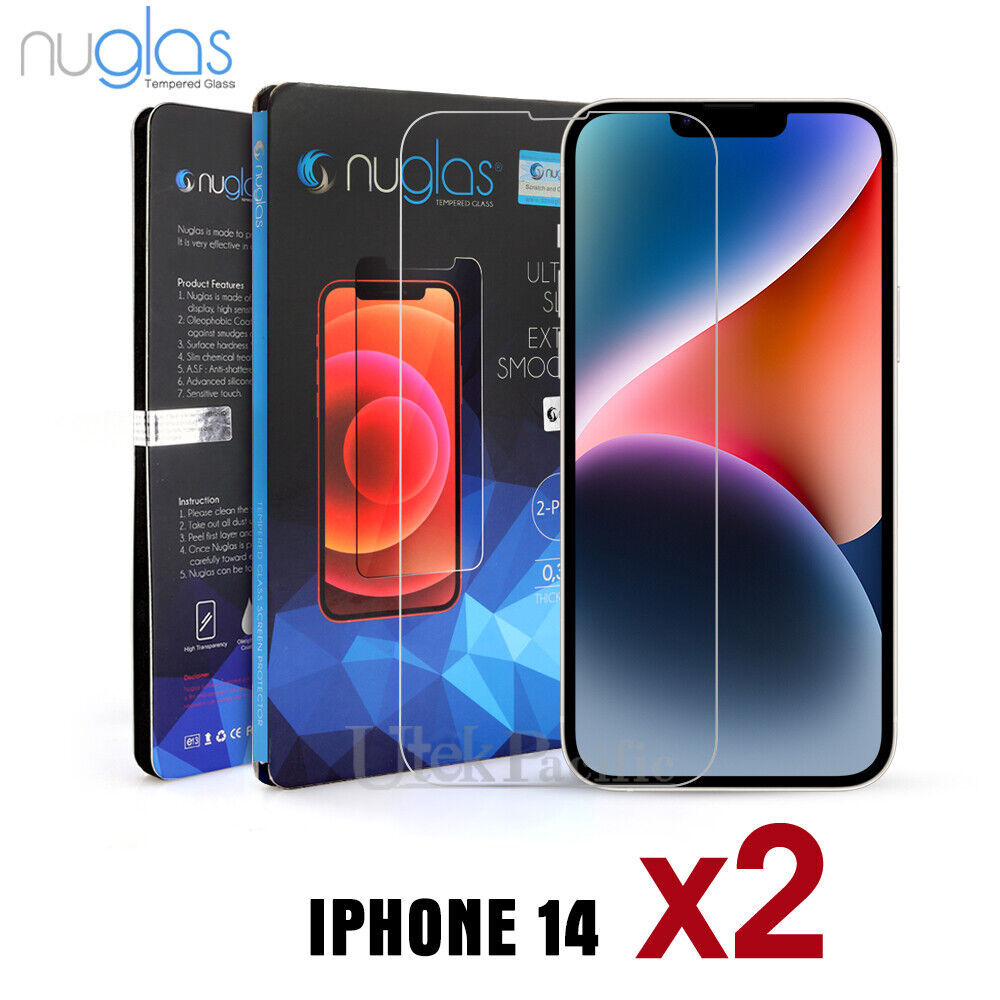 2xFor iPhone 15 14 13 12 11 Pro XS Max XR 8 Plus Tempered Glass Screen Protector