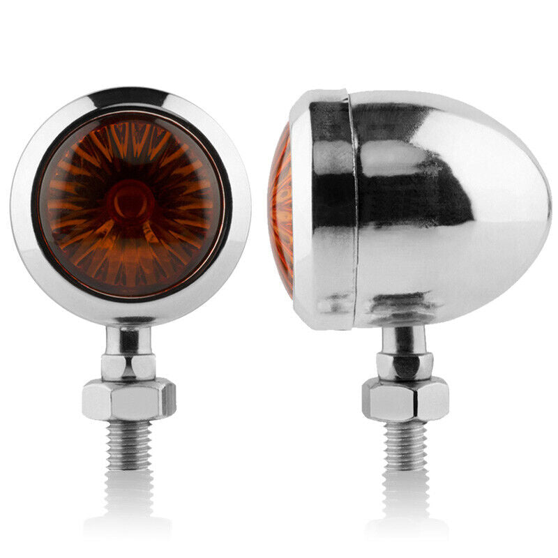 4x Universal Motorcycle Bullet Turn Signal Amber Indicators Blinkers Lamp Chrome