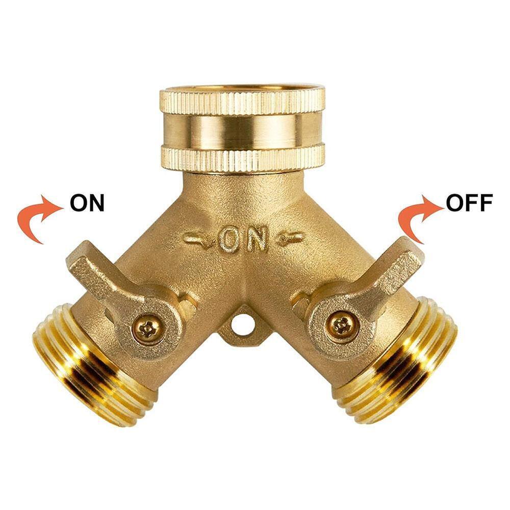 3/4" Garden Hose Splitter Solid Brass 2 Way Tap Connector Adapter Y-Splitter