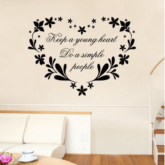 Wall Stickers Removable Keep Young Heart Simple Living Room Decal Art Decor