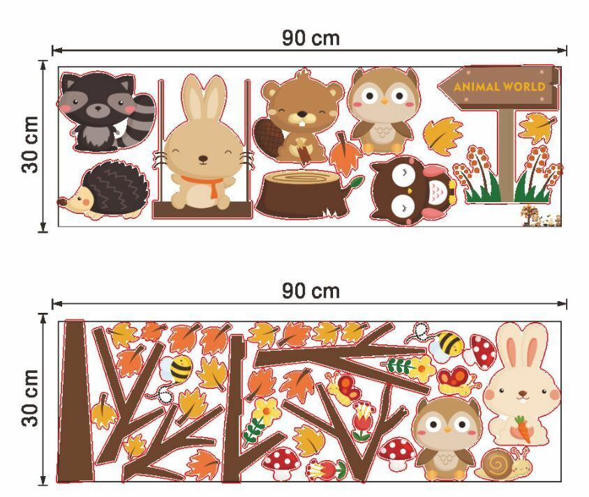 Owl Rabbit Tree Kids Wall Stickers Removable Art Vinyl DIY Decal Gift Bedroom