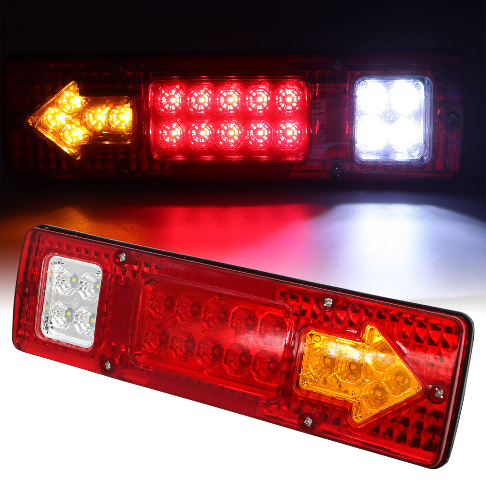 2x Universal 12V 4WD 19Led Caravan Truck Rear Tail Lights Indicator Lamp 30X8.5CM