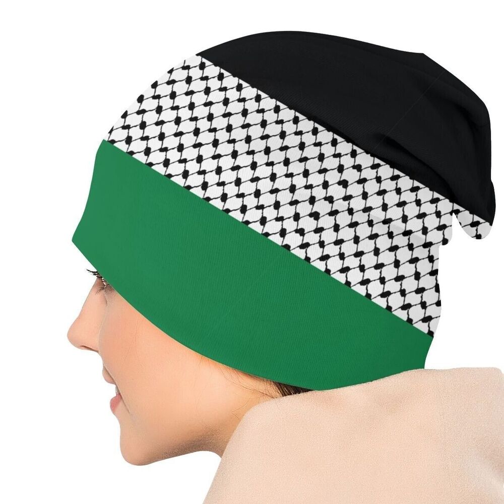 Unisex Bonnet Hats Palestine Flag Beanie Caps Palestinian Hatta Keffiyeh Pattern