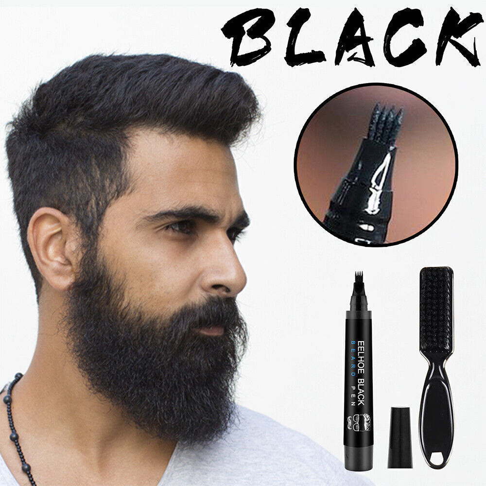 Men Beard Filler Pencil Four Prong Waterproof Moustache Pen FAST Coloring Black