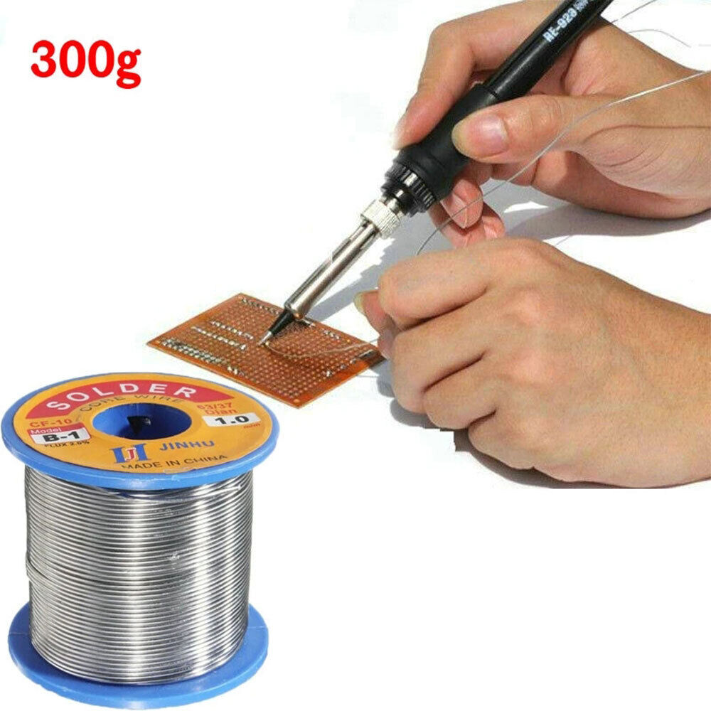 300g 1-2mm Tin Lead Wire Reel Soldering Solder Fluxed Core Electronics Lead Flux