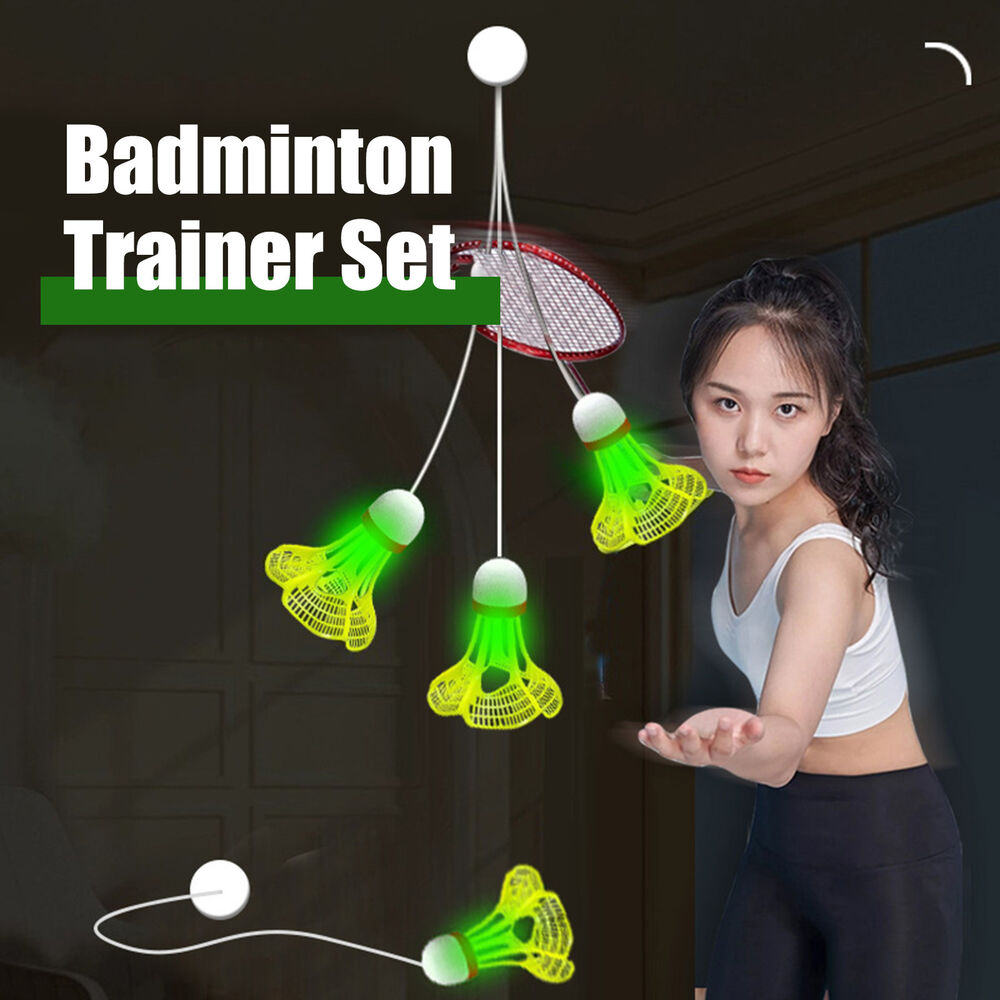 Badminton Rebound Trainer Elastic Badminton Trainer Set with 3 Luminous Balls