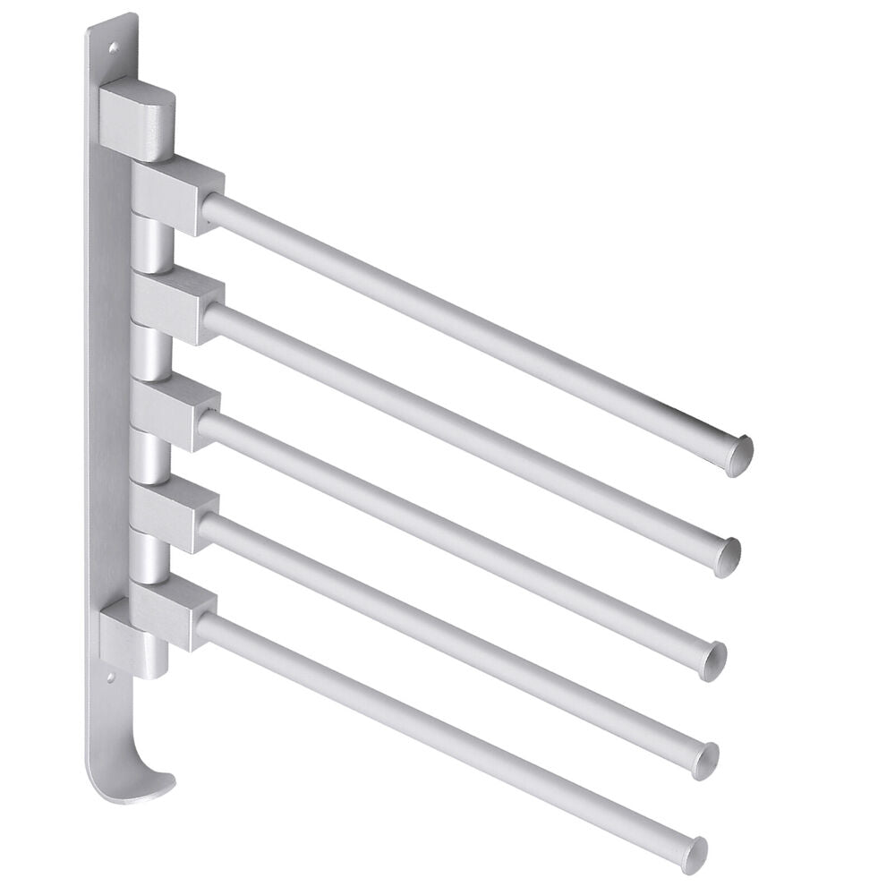 Bathroom 5 Arm Wall Mounted Towel Rail Swivel Rack Kitchen Storage Holder Chrome