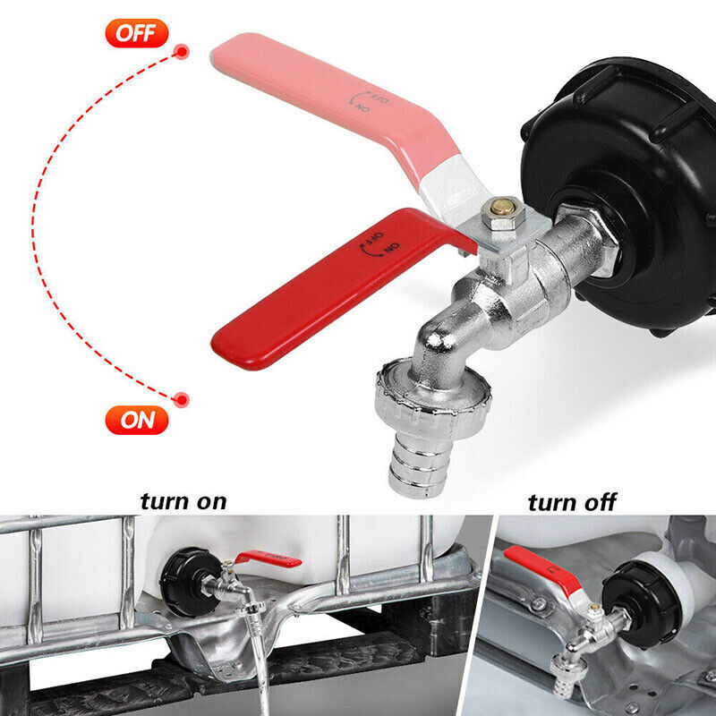 IBC Tank Adapter Connector S60X6 To Garden Tap w/ 1/2" Hose Fitting Fuel Water