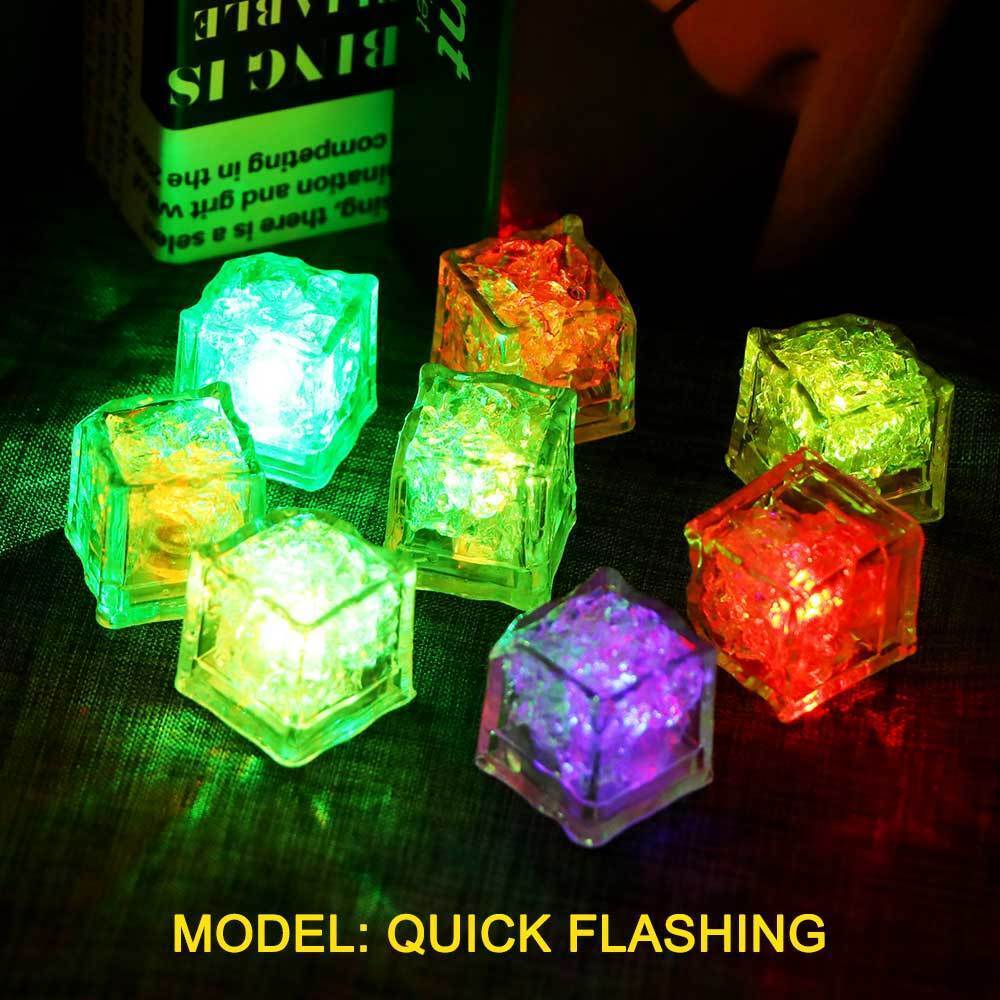 MultiColor Waterproof LED Light up Ice Cubes Flashing Glow in The Dark Party Bar