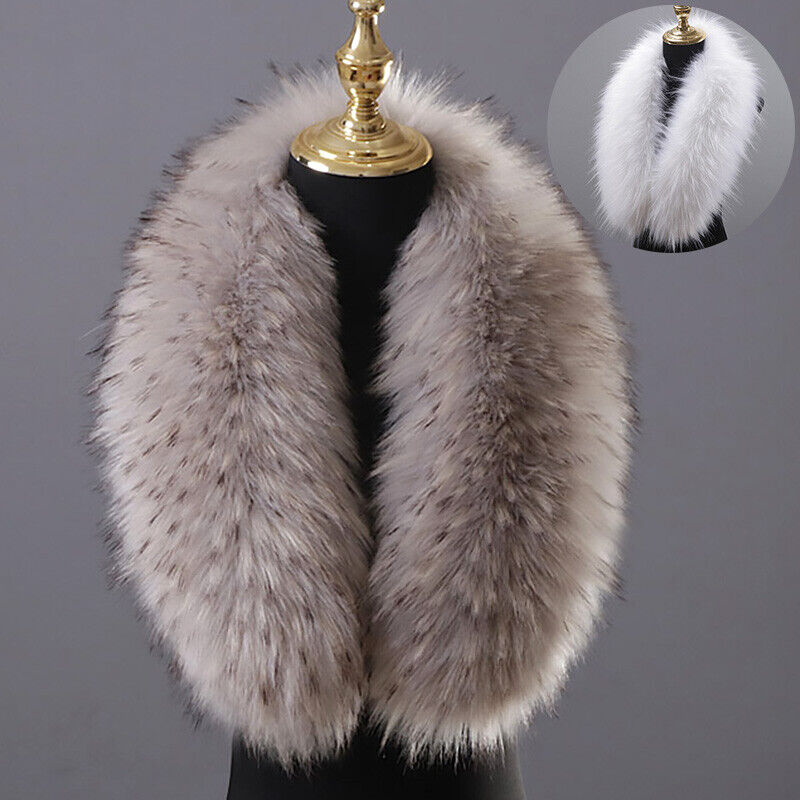 Women Winter Warm Fluffy Collar Scarf Faux Fox Fur Shawl Neck Warmer Wraps Stole