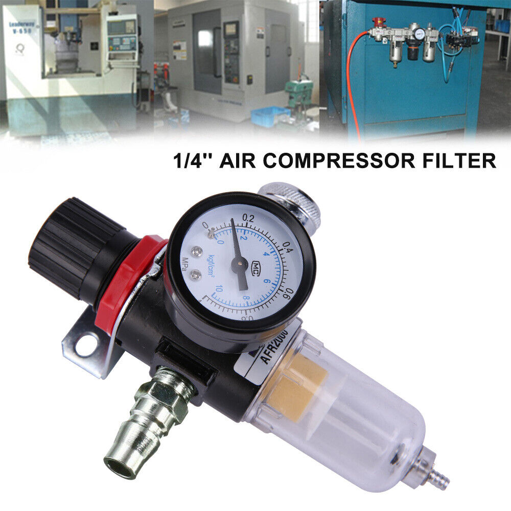 1/4'' Pressure Regulator Air Compressor Filter Moisture Traps Oil Water Separato