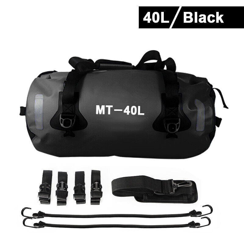 Motorcycle Waterproof Tail Bag Travel Outdoor Luggage Rear Carry Bag 40L Black