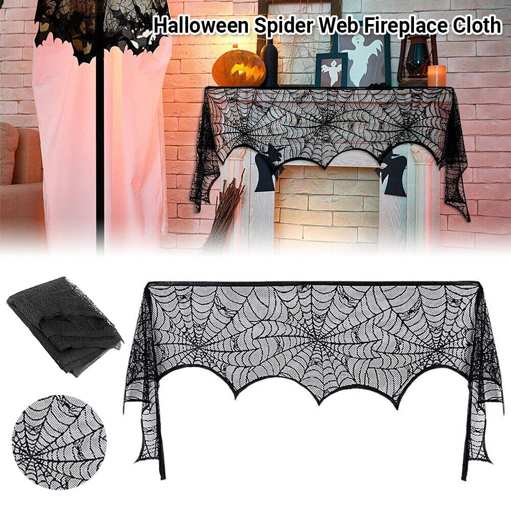 Halloween Table Cloth Fireplace Party Window Spider Web Cobweb Decoration