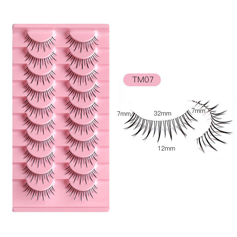 10 Pairs Faux Mink Fake Eyelashes Natural Short Cross Wispy Makeup False Lashes