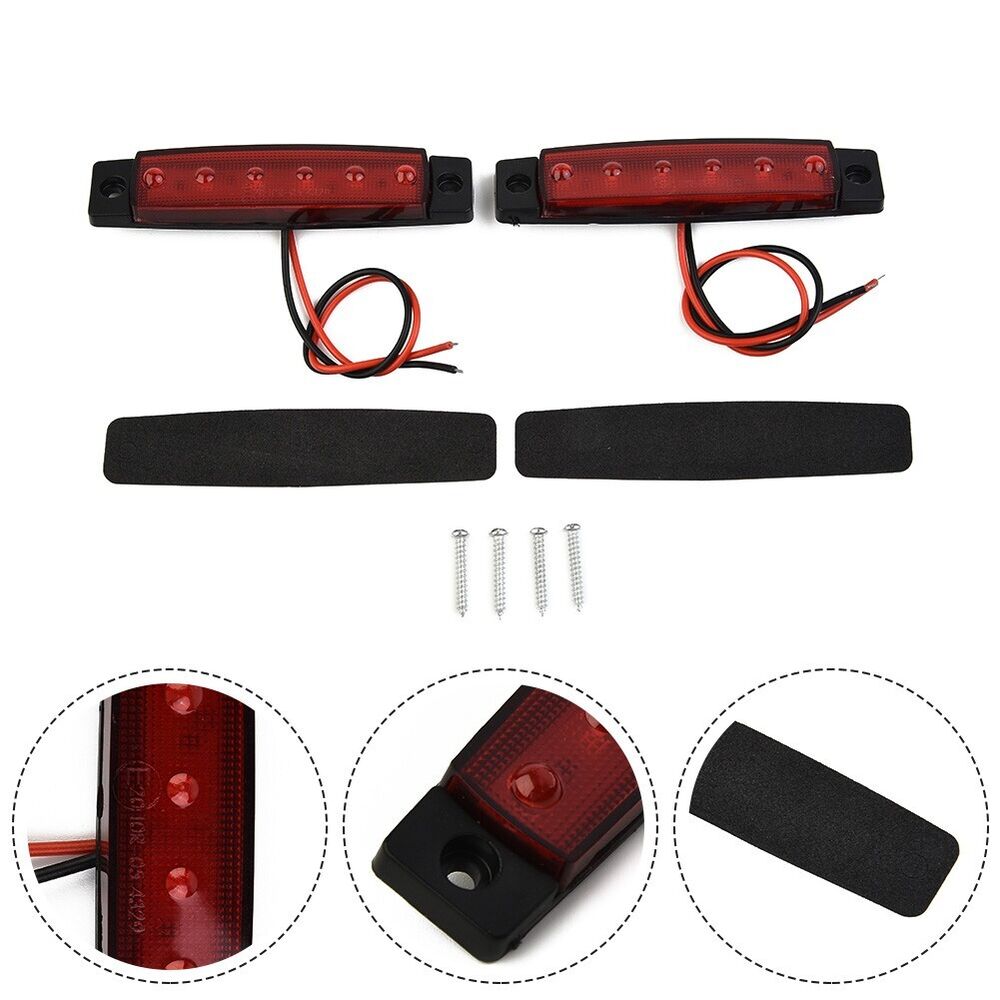 Set of 2 Waterproof 6 LED Red Brake Stop Tail Lights for Trucks and Trailers