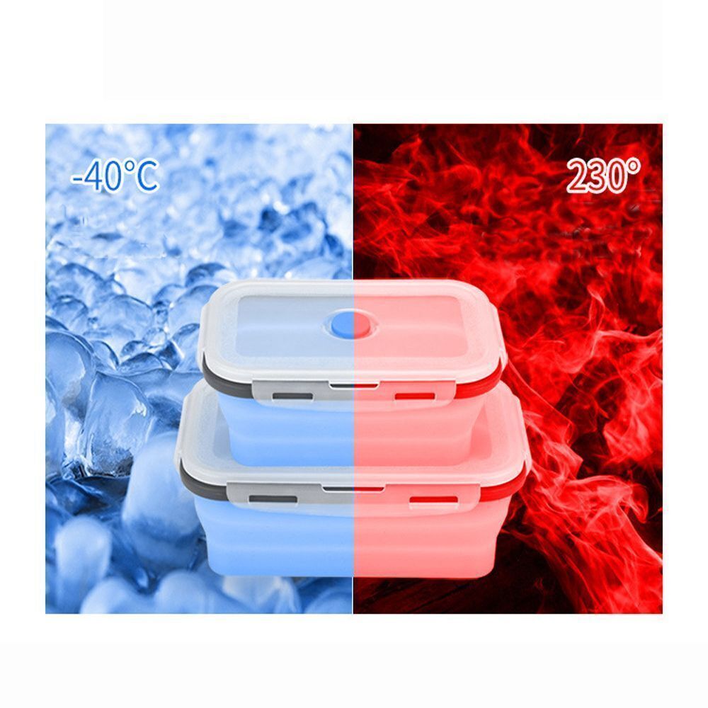 4 Sizes Collapsible Bento Box Kit Silicone Food Containers Microwave Lunch Box