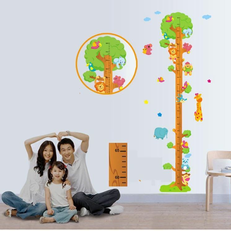 Wall Stickers Removable Giraffe Koala Tree Height Kids Decal Growth Chart