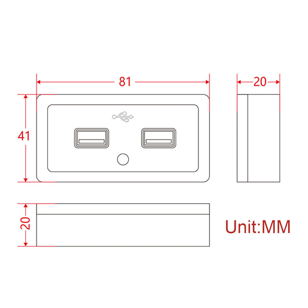 3.1A Universal Dual USB Port Car Fast Charger Socket Power Outlet Panel Caravan