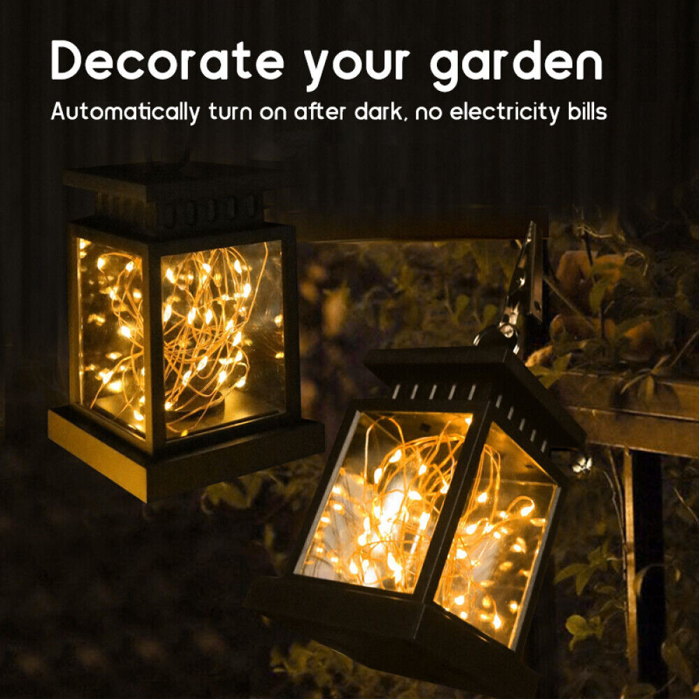 2PCS Waterproof LED Solar Power Hanging Lantern Light Outdoor Garden Table Lamp