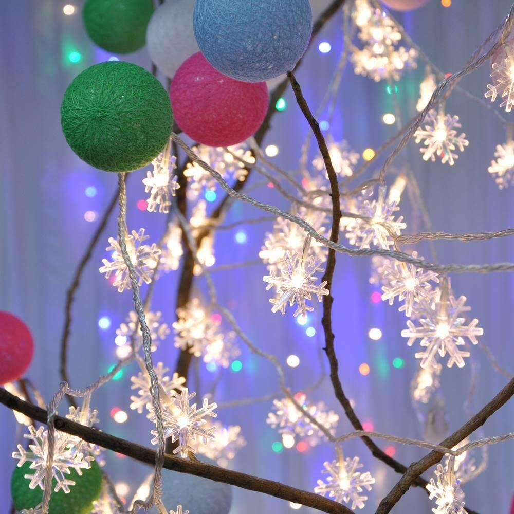 Snowflake Fairy Lights 40 LED Battery String Light for Outdoor Bedroom Christmas