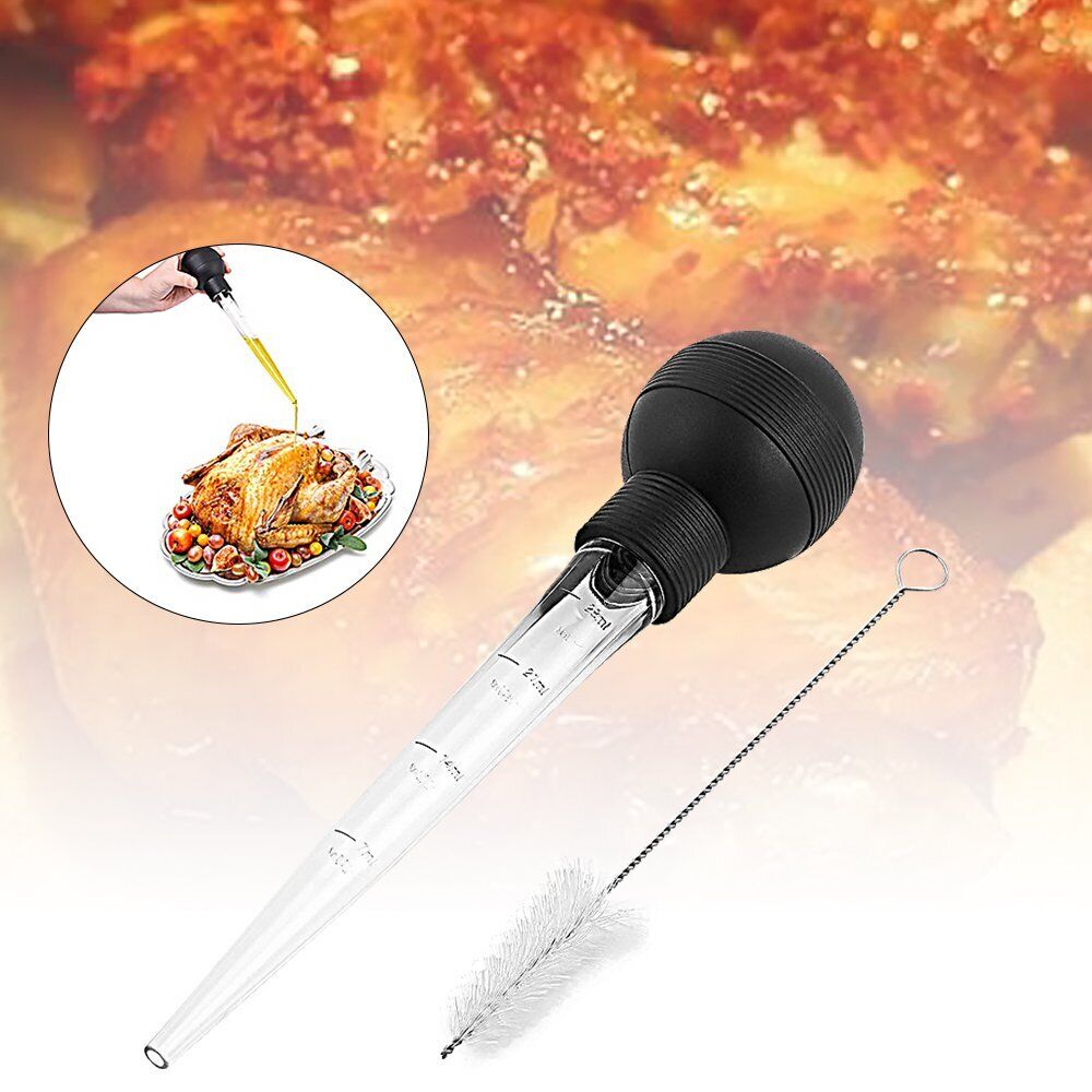 2Pcs Turkey Baster Oil Pipe Chicken Baster 30ml Fresh BBQ Food Syringe Suck PuAC