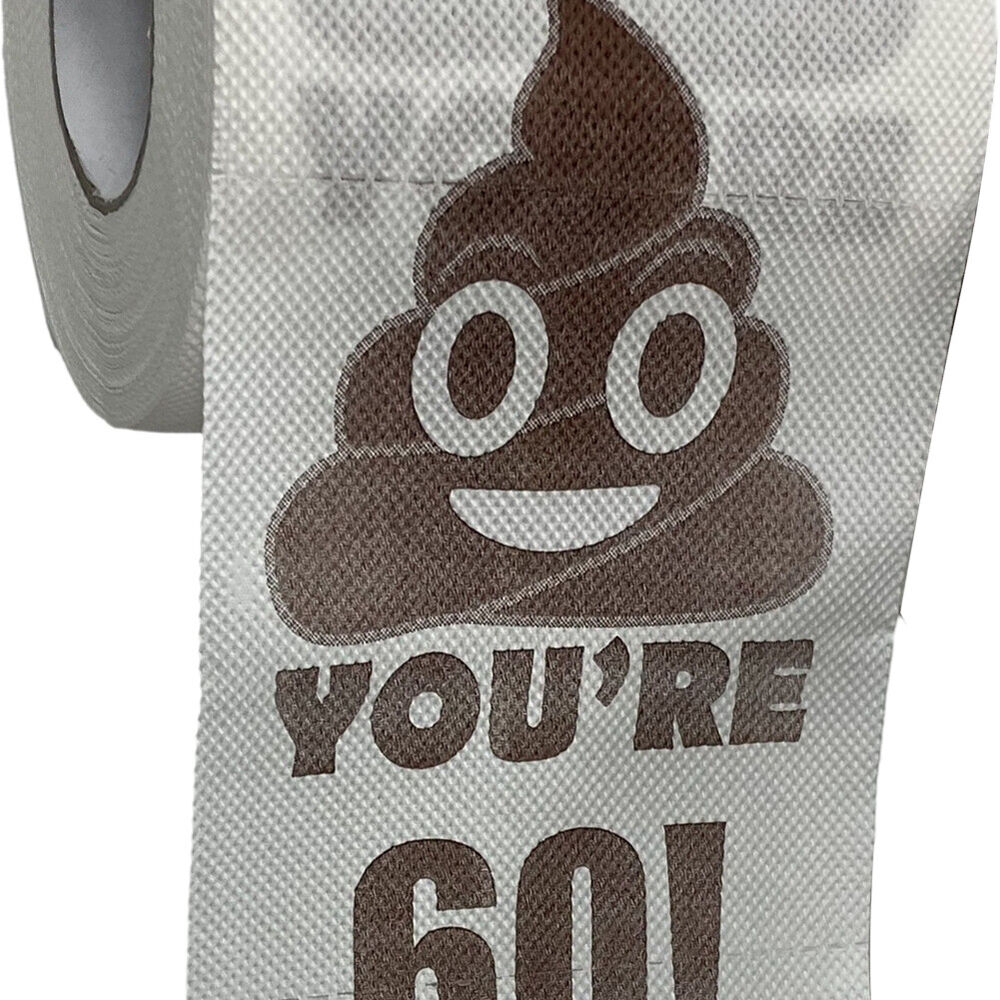 Funny Toilet Paper Roll Poop Printed Birthday Decoration 30th-60th Gifts Prank