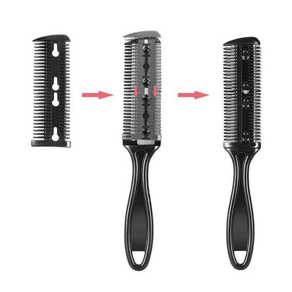 3Pcs Hair Thinning Cutting Trimmer Razor Comb with Blades Hair Cutter Comb Tools