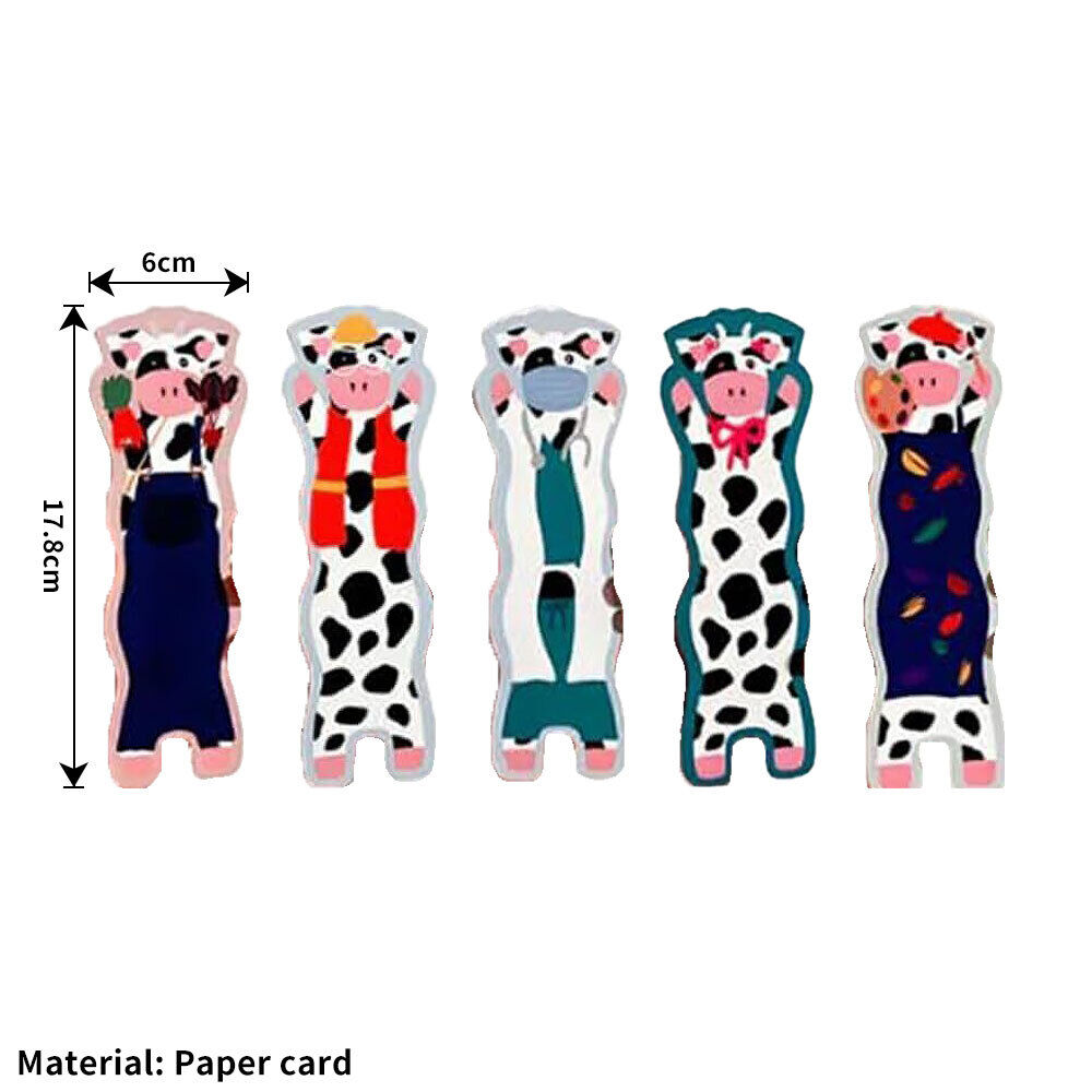 Wavy Cow Bookmarks,5PCS Cute Wavy Cow Bookmarks for Book Lovers #T