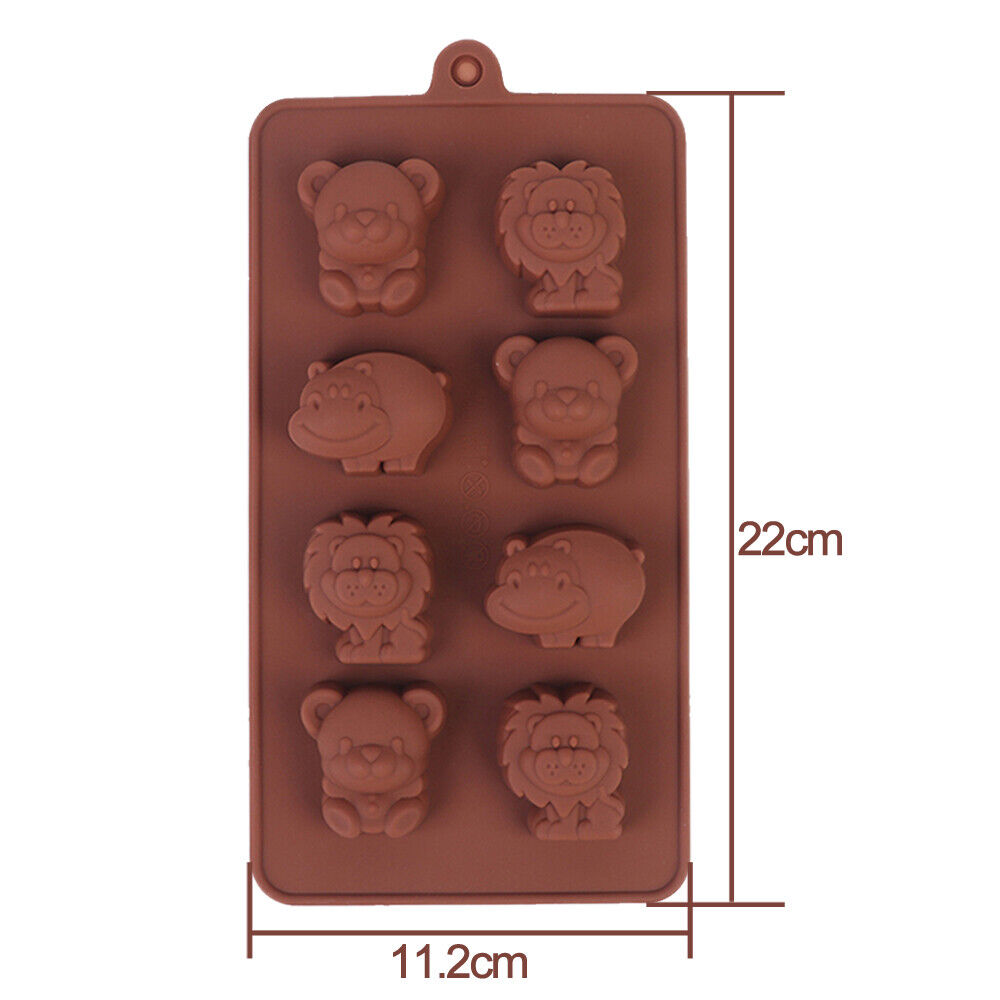 Safari Animals Chocolate Mould Ice Tray Silicone Jelly Cookie Cake Baking Mold