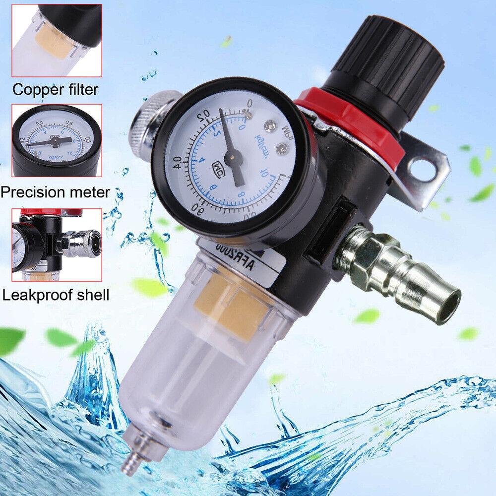 1/4'' Pressure Regulator Air Compressor Filter Moisture Traps Oil Water Separato