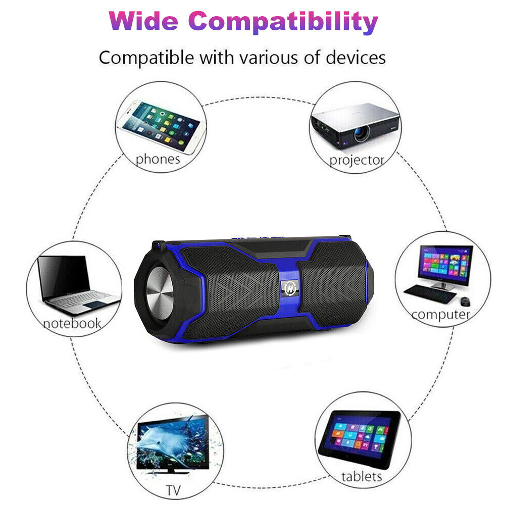 Portable Bluetooth Speaker 5.0 Wireless Powerful Stereo USB TF FM TWS Subwoofer