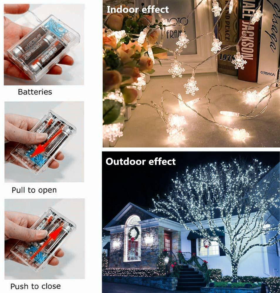 Snowflake Fairy Lights 40 LED Battery String Light for Outdoor Bedroom Christmas