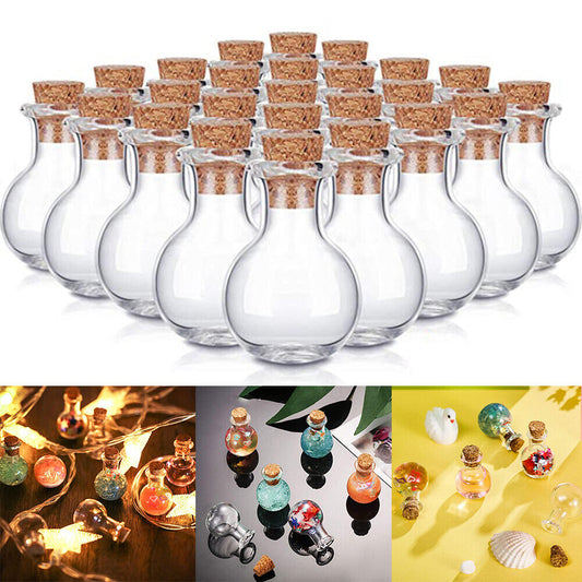 50PCS Assorted Mini Empty Glass Bottle Vials Cork Charm Wish Bottle DIY