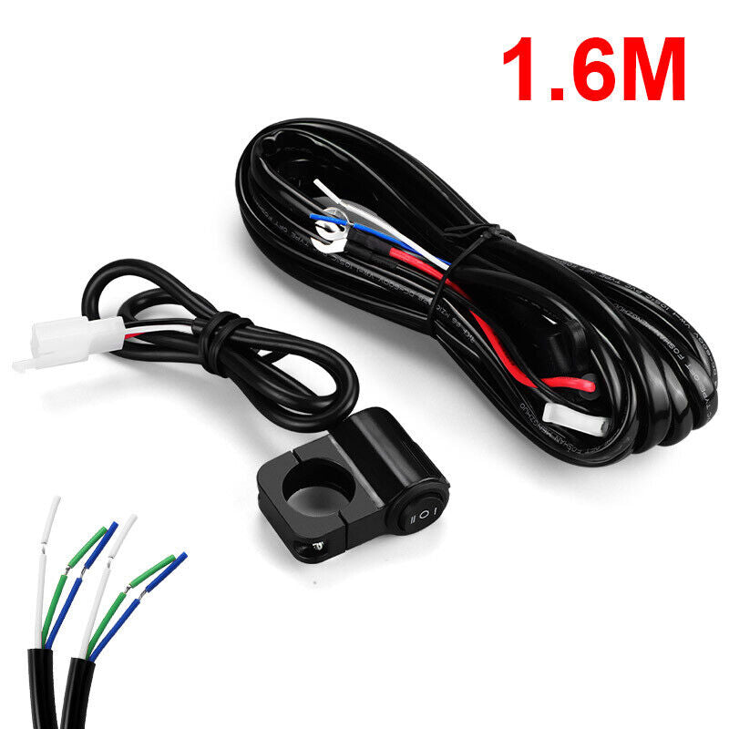 Motorcycle Wiring Harness Kit ON/OFF Switch For LED Spot Light Fog Driving Lamp