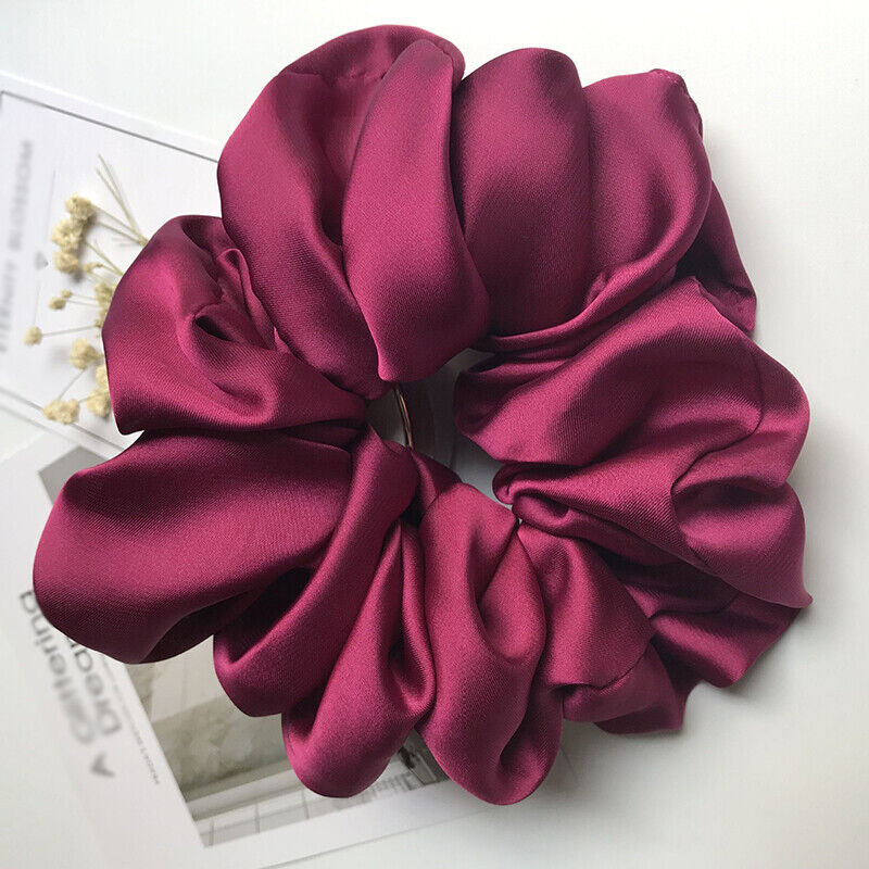 Oversized Elastic Silk Hair Band Ring Rope Tie Womens Simple Satin Scrunchies