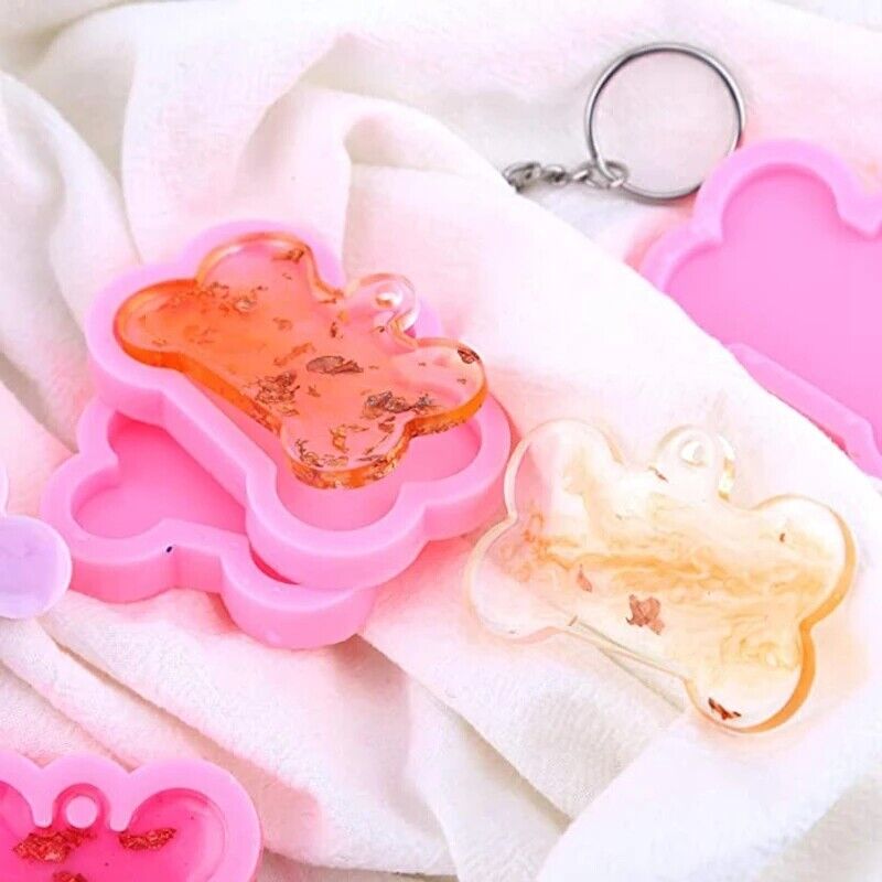 Silicone Bone Shape Resin Mold Dog Tag Keychain Resin Casting Mould DIY Craft