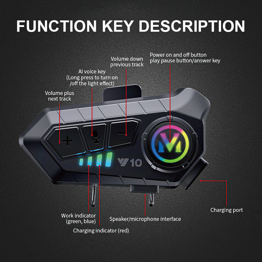 Wireless Motorbike Motorcycle Helmet Bluetooth Headset Interphone