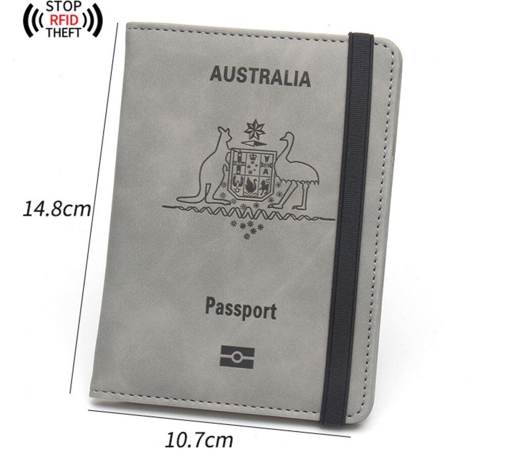 Travel Passport ID Wallet Holder Cover RFID Blocking Card Case Leather Brown