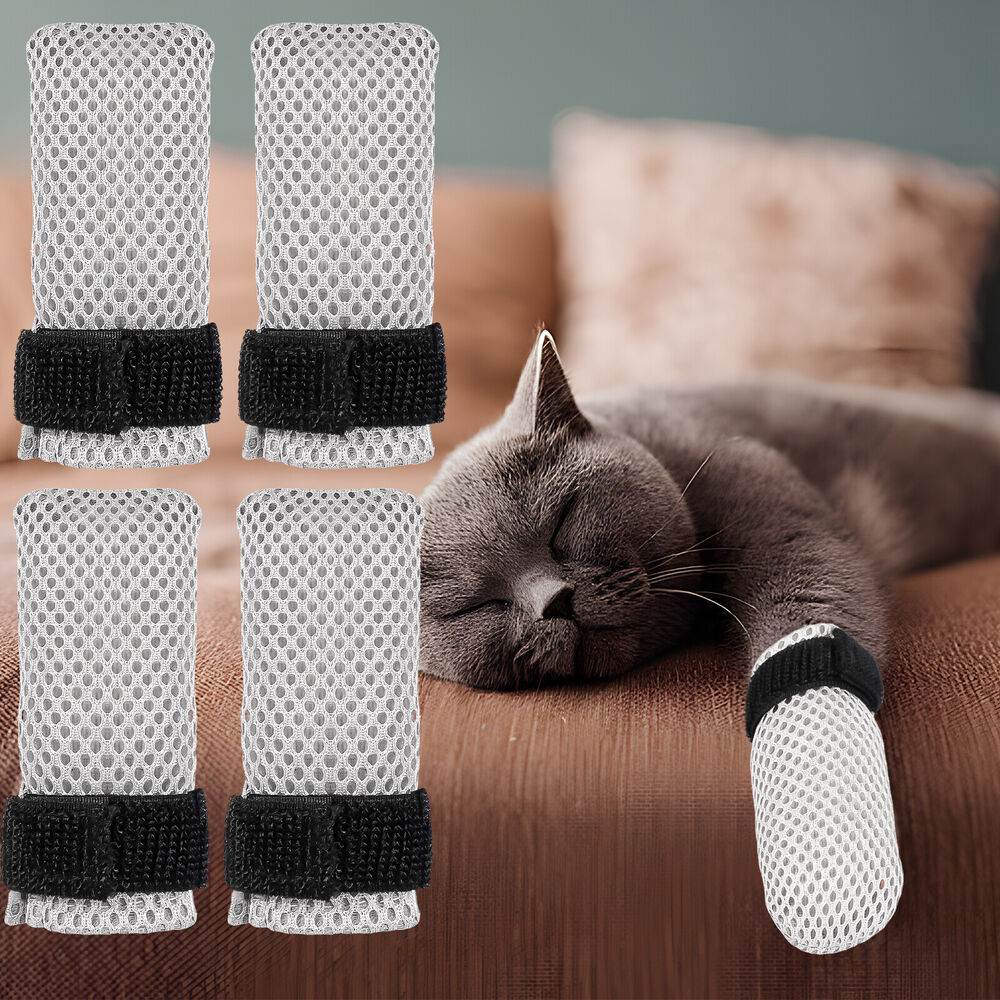 4Pcs Cat Mittens Adjustable Cat Foot Covers Breathable Mesh Cat Mittens