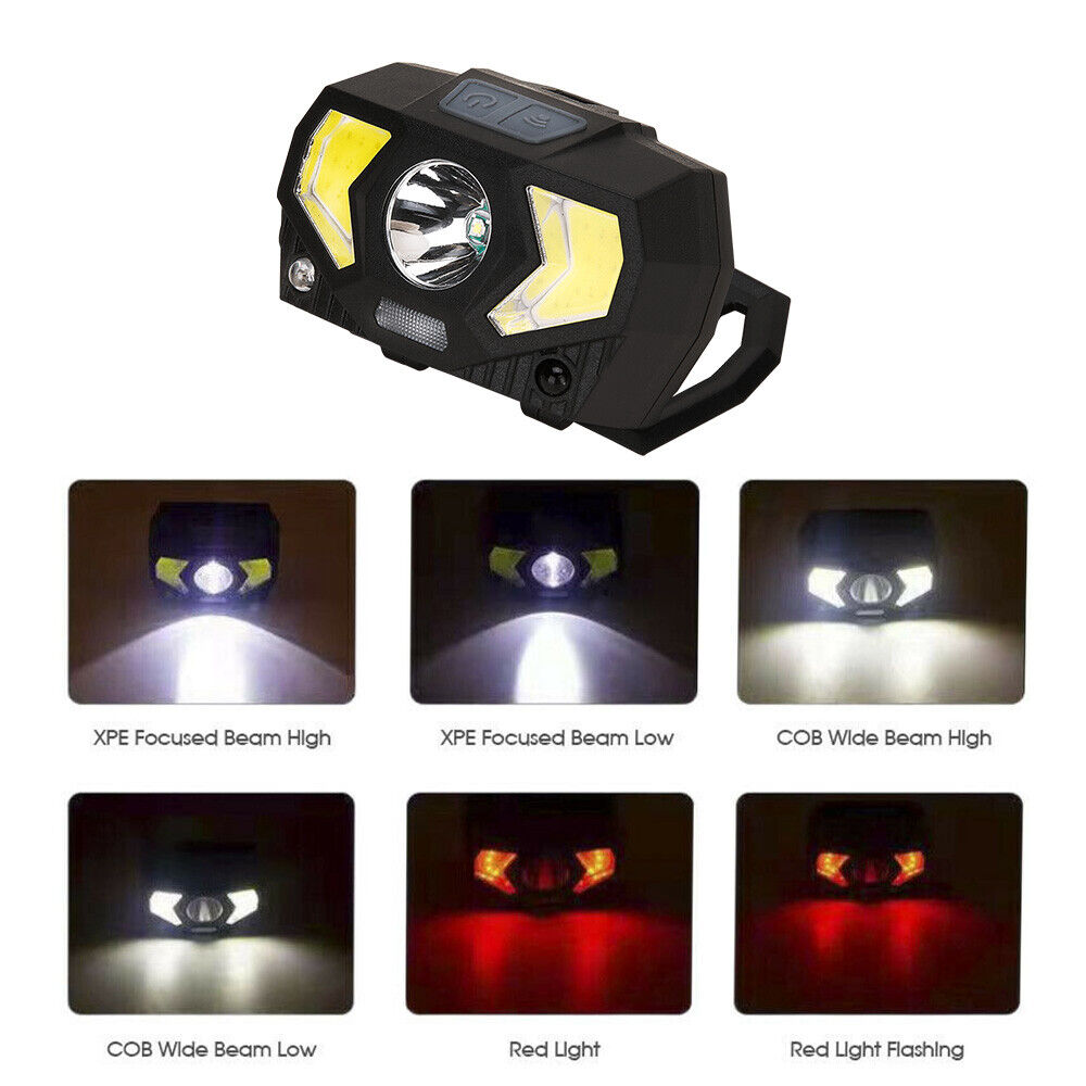 LED Head Torch Headlight Camping Fishing Headlamp USB Rechargeable Waterproof