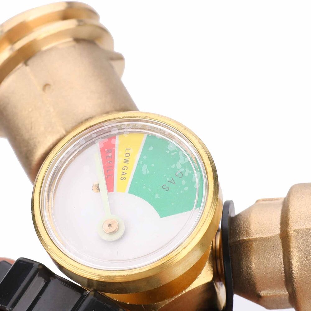 Propane Adapter Tee Y Splitter With Gas Level Gauge for POL Gas Burner Heater