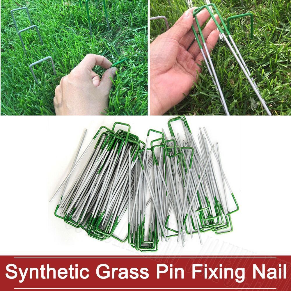 Primeturf Synthetic Artificial Grass Pins Fake Lawn Turf Weed Mat U Pegs Weedmat