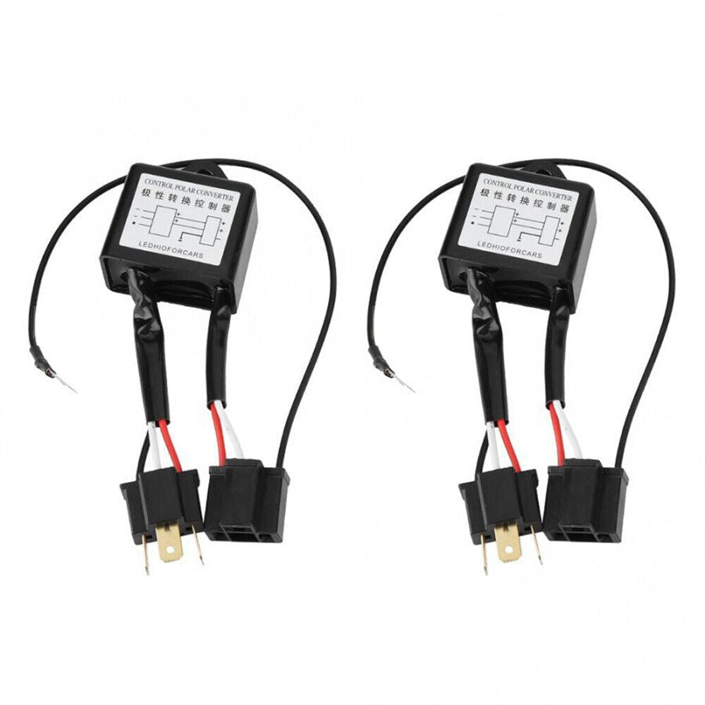 2x LED Reversed Polarity Converter Negative Switch Harness Adapter for H4 Lamp