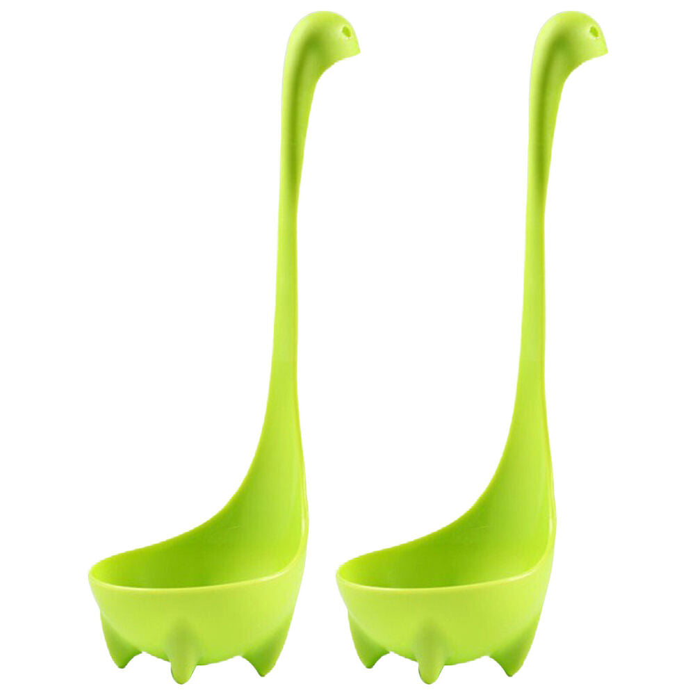 2x Nessie Soup Ladle Long Handle Loch Ness Monster Dinosaur Kitchen Food Spoon