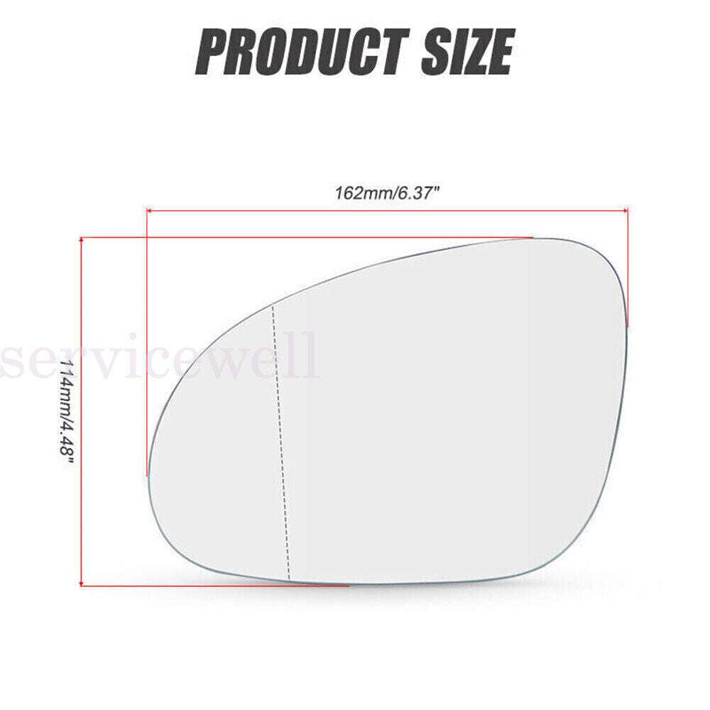 PASSENGER SIDE LEFT MIRROR GLASS FOR VW GOLF MK5 04-2008 WITH HEATED BACK BASE