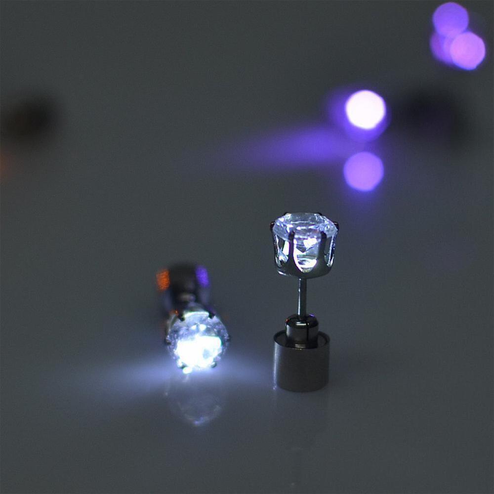 LED Earrings Glowing Light UpDiamond Crown Ear Drop Stud Pendant For Party U8R0