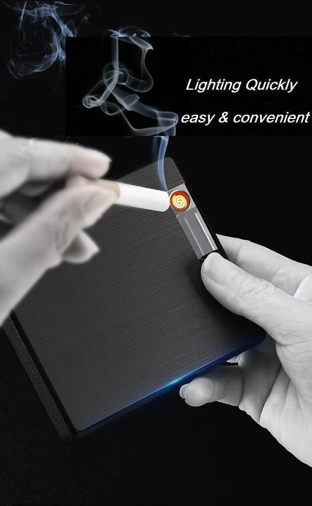 Automatic Rechargeable Electric USB Cigarette Case Lighter Gift Dampproof Box