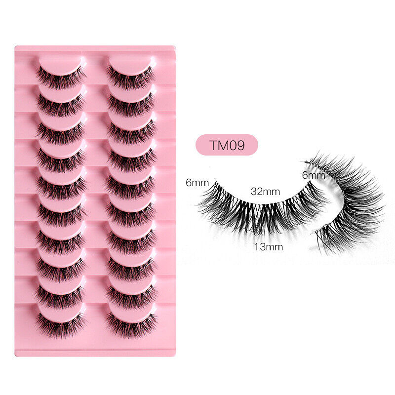 10 Pairs Faux Mink Fake Eyelashes Natural Short Cross Wispy Makeup False Lashes